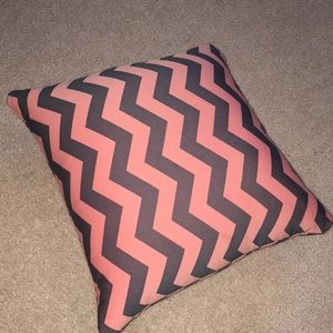 Pink and Gray Chevron Pillow